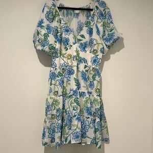 Arula floral dress with a V-neckline and flutter sleeves. Size X (Xquisite) XL